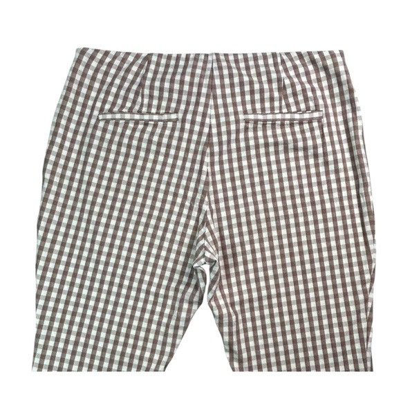 A New Day Cropped Pants Womens Size 16 Brown White Check High Rise Side Zipper - Picture 7 of 7